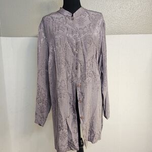 NWT Carole Little Tunic Lavender Blouse Sz 18 Vtg Paisley Embossed Casual H0352